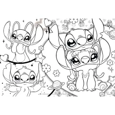 Disney Stitch 2 în 1 250 de piese puzzle și colorat 50x35cm - Lisciani imaginea 2