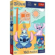 Disney Stitch pe plajă puzzle de 160 de piese cu poster - Trefl