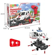 DIY Assembly set mașină de salvare cu efecte de sunete și lumini 63 bucăți set imaginea 2