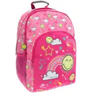 Emoji: Smiley ghiozdan roz cu model, rucsac 33x16x45cm