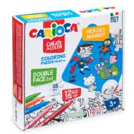 Eroi puzzle care se poate colora cu 12 bucăți de marker - Carioca