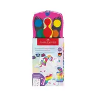 Faber-Castell: Acuarelă set de 12 bucăți cu abțibild unicorn și sclipici curcubeu