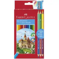 Faber-Castell: Creioane colorate 12 bucăţi + 3 Bicolor