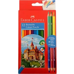Faber-Castell: Creion colorat 12buc + 3buc Bicolor