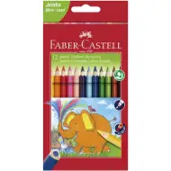 Faber-Castell: Jumbo 12 bucăți set creioane colorate triunghi cu ascuțitoare