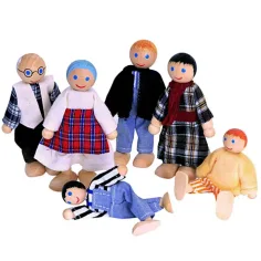 Familie mare set păpuşi din lemn