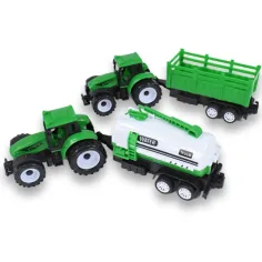 Farm Truck: Set tractor verde din două părți cu remorcă imaginea 2