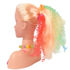 Fashion Girl: Cap de papusa pieptanabil cu par blond cu paleta de machiaj si accesorii 21cm imaginea 7