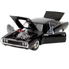 Fast & Furious: 1970 Dodge Charger model de mașină din metal cu figurina Dom 1/24 - Simba Toys imaginea 3
