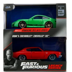Fast & Furious Legacy Series – Dom Chevrolet Chevelle SS și Porsche 911 GT3 (997) set de modele auto din metal - Jada Toys