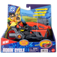 Figurină de acțiune DC Robin cu motocicletă și rachete lansatoare – Mattel