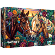 Flamingo by puzzle Cai decorați cu flori puzzle de 400 de piese - Trefl