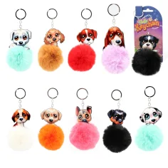 Fluffy Pom-Pom cățeluș brelocuri în mai multe variante 1buc imaginea 1