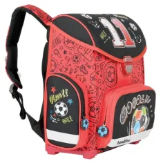 Football ghiozdan ergonomic negru si rosu, rucsac 36x27x14cm - Bambino imaginea 4