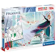 Frozen II. Double 2 in 1 puzzle cu două părți 104 bucăți se poate colora - Clementoni