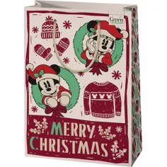 Geantă de cadou premium Mickey Mouse de Crăciun, mărime mare, 26x14x33cm