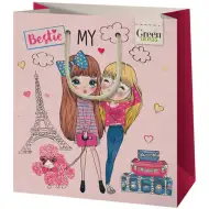 Green Grass Bestie girly pungă cadou mijlocie 20x9x23cm