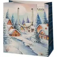 Green Grass Sat Iarna pungă cadou exclusivă dimensiune medie 18x10x23cm