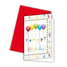 Happy Birthday invitație cu plic 6 bucăți 