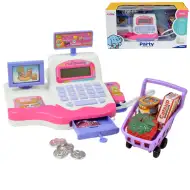 Happy Shopping: Casă de marcat alb-roz cu sunet si accesorii 20x12cm