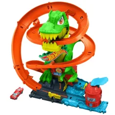 Hot Wheels: Set de pistă Atacul T-Rex - Mattel imaginea 2