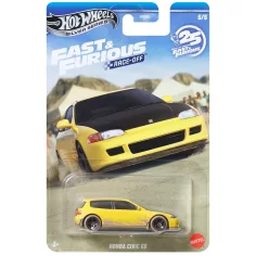 Hot Wheels: Fast & Furious Honda Civic EG mașină mică galbenă 1/64 - Mattel