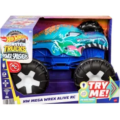 Hot Wheels Monster Trucks: Mașină mică interactivă Mega Wrex cu telecomandă - Mattel