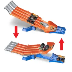 Hot Wheels Monster Trucks: Set de pistă de urmărire cu 2 mașinuțe - Mattel imaginea 4