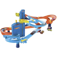Hot Wheels: Set de pistă Super Spiral cu 5 mașinuțe - Mattel imaginea 2