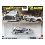 Hot Wheels: transportor auto Mercedes-Benz Renntransporter și mașinuță Mercedes-Benz 300 SLR 1/64 - Mattel
