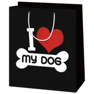 I love my dog pungă de cadou uriașă 33x45x15cm