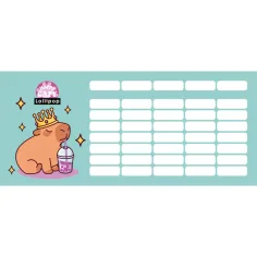 ICO: Lizzysuli Lollipop Capybara cu model, planșă unică, față-verso pentru orar