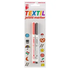 ICO: Marker pentru textil rosu-negru 1,5 mm