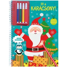 Itt a karácsony! Caiet de colorat cu autocolante și markere