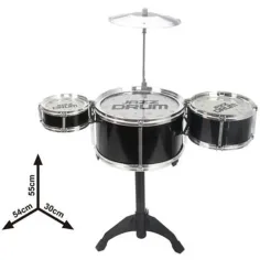 Jazz Drum stand 4 părți culoarea neagră set jucărie imaginea 2