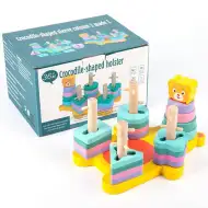 Jucărie creativă baby lemn colorat cu figurină ursuleț