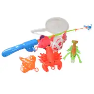 Jucărie de pescuit colorată cu pește și crabi, undiță 47 cm