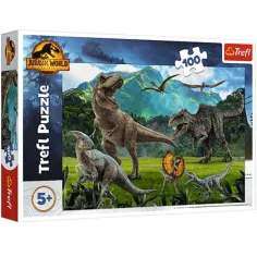 Jurassic World: Puzzle cu 100 de piese cu dinozauri din Jurassic Park - Trefl