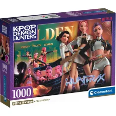 K-Pop Vânătorii de Demoni - Zoey, Rumi și Mira puzzle de 1000 de piese cu poster - Clementoni