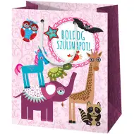 La mulți ani! model animal pungă cadou dimensiune gigantică 40x56x20cm