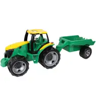 LENA: Tractor uriaş cu remorcă verde/galben 93cm