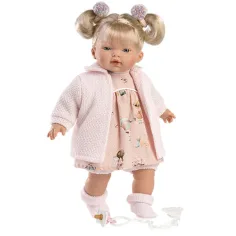 Llorens: Aitana păpușă plânge cu suzetă, în cardigan roz 33cm imaginea 2