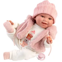 Llorens: Chloe 38cm păpușă plângătoare în vestă roz imaginea 2