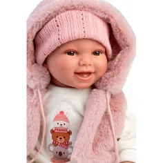 Llorens: Chloe 38cm păpușă plângătoare în vestă roz imaginea 4