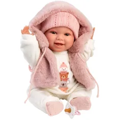 Llorens: Chloe 38cm păpușă plângătoare în vestă roz