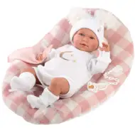 Llorens: Mimi Llorana 42cm nou-născut plângând cu pat în carouri