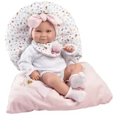 Llorens: păpușă fetiță nou-născută de 38 cm cu sac de dormit roz imaginea 3