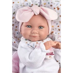 Llorens: păpușă fetiță nou-născută de 38 cm cu sac de dormit roz imaginea 4