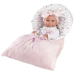 Llorens: păpușă fetiță nou-născută de 38 cm cu sac de dormit roz imaginea 1