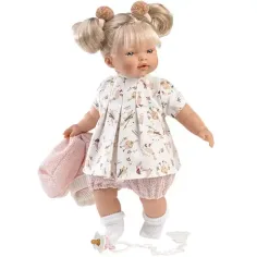 Llorens: Roberta păpușă plânge cu suzetă, în haine roz 33cm imaginea 3